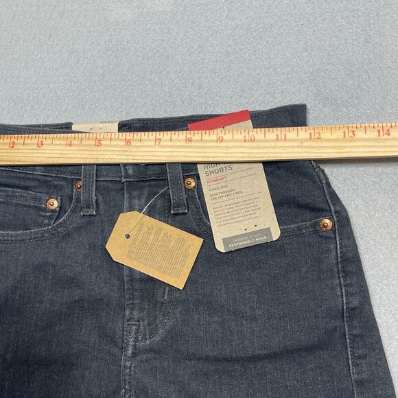 Levi's High‎ Rise Shorts Hypersoft 24 Cut Off Cheeky Distressed Women Gray NWT - Picture 8 of 12